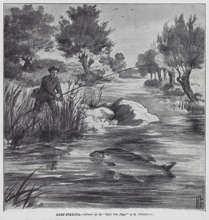 Carp fishing (litho)