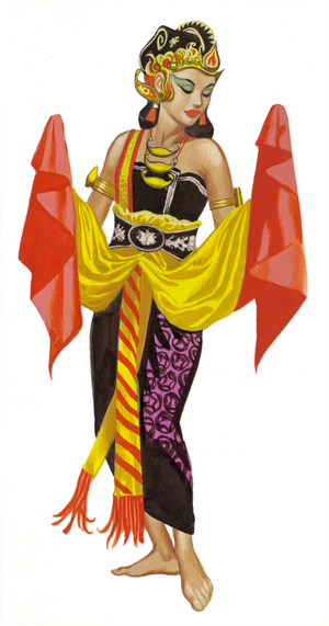 Mata Hari dancing (gouache on paper)