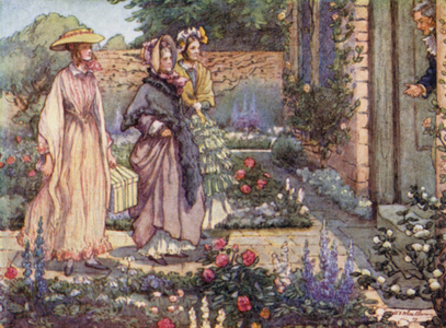 Illustration for Cranford by Mrs Gaskell (colour litho)