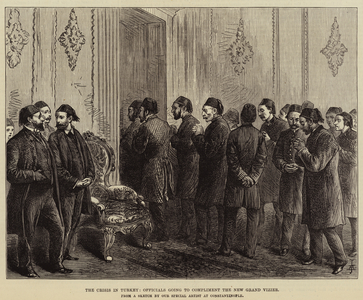 The Crisis in Turkey, Officials going to Compliment the New Grand Vizier (engraving)
