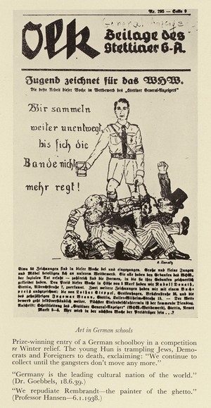 Antisemitic poster desgned by a Nazi German schoolboy (litho)