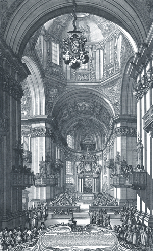 Inauguration of Salzburg Cathedral in 1682 (engraving)