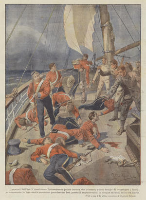 Blinded by wrath, we furiously assaulted them before they even had time to recharge  (colour litho)