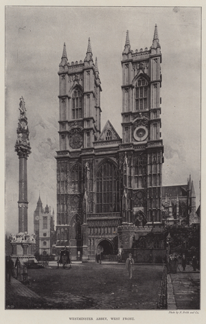 Westminster Abbey, West Front (b/w photo)