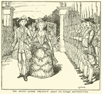 The Swiss Guard Present Arms to Marie Antoinette (engraving)