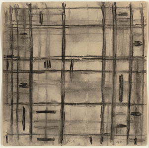 Study I for Broadway Boogie Woogie (recto), 1942 (charcoal on paper)