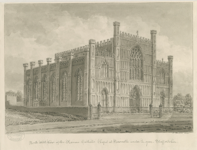 Newcastle-under-Lyme - Roman Catholic Chapel: sepia wash drawing, 1840 (drawing)