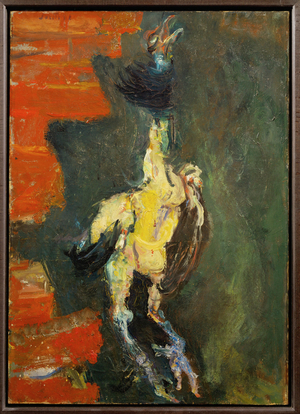 Chicken, hanging in front of a brick-wall, c.1924 (painting on canvas)