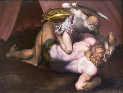 David and Goliath, 16th century, (slate)