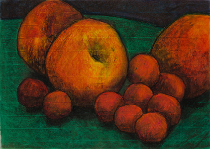 Peaches and plums, 2006 (oil pastel on paper)