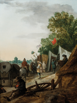 A military encampment (oil on panel)