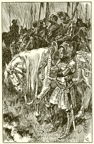 Englishmen waiting for the morning of the battle of Agincourt (engraving)