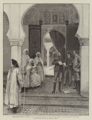 The British Mission to Morocco, Sir C Euan-Smith tearing up the Proposed Treaty in the Presence of the Vizier (engraving)