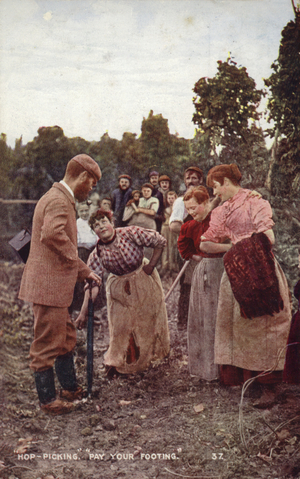 Hop pickers (coloured photo)
