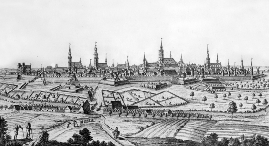 View of Hanover (Germany), engraving, 17th century
