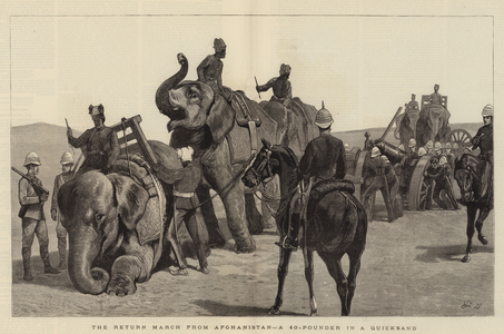 The Return March from Afghanistan, a 40-Pounder in a Quicksand (engraving)