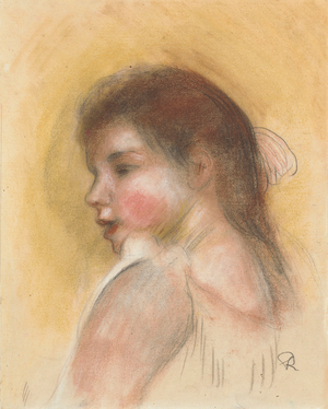 Head of a Young Girl in Profile; Tete de Jeune Fille en Profil (pastel on paper)