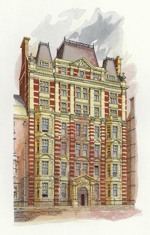 Pitman's Metropolitan School, Southampton Row, London (colour litho)