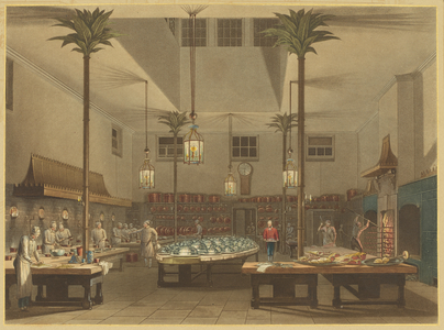 Kitchen, Pavilion Brighton, published 1838 (etching with aquatint and hand colouring)
