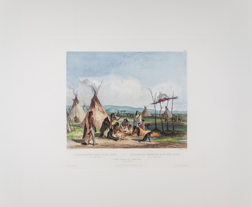 Tableau 11. Funeral Scaffold of a Sioux Chief (near Fort Pierre), Bodmer's America, c.1836-43 (copperplate engraving on paper)