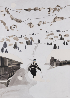 Ski-ing to lunch (collage)