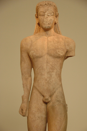 Greek Art. Kouros dedicated to Poseidon. VII century B.C.