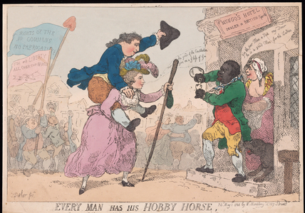 Every Man has his Hobby Horse, pub. 1784 (hand coloured engraving)