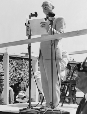 Edvard Benes during a speech, 1939 (b/w photo)