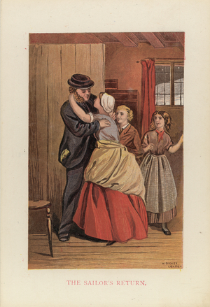 19th Century illustration showing sailor's return