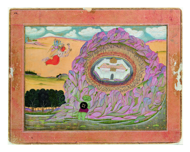 Krishna Approaches the Citadel of Naraka, c.1710 (opaque w/c & gold on paper)