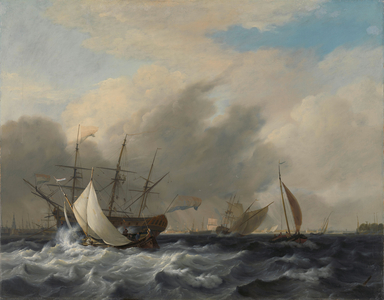 The Navy's Man-of-War 'Amsterdam'off the Westerlaag, 1807 (oil on canvas)