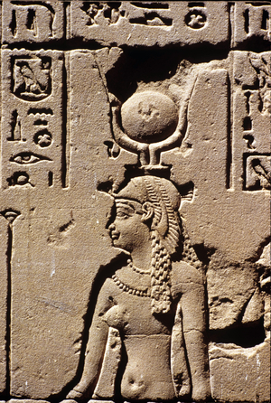 Wall carving, Goddess Isis, Temple of Isis, Philae, Egypt