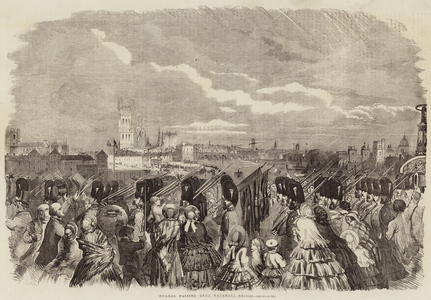 Guards passing over Vauxhall-Bridge (engraving)