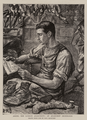 Among the London Anarchists, an Anarchist Shoemaker (engraving)