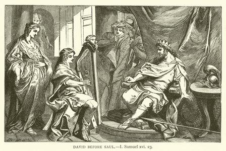David before Saul, I, Samuel, xvi, 23 (engraving)