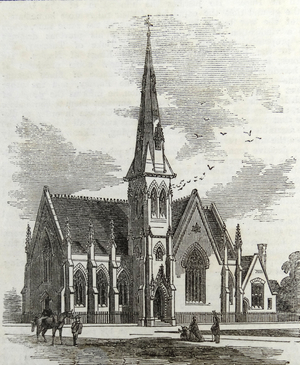 The exterior of the Chelsea Congregational Church, 1860 (engraving)