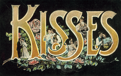KISSES, surreal lettering (colour litho)