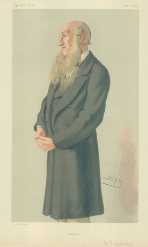 Mr E Whitley, Liverpool, 21 February 1880, Vanity Fair cartoon (colour litho)