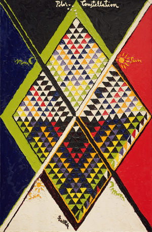 Mayan Temple Period I : Tikal, 1962 (oil on canvas)