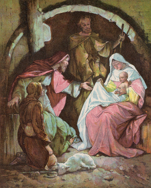 The Wise Men Finding the Infant Jesus (colour litho)