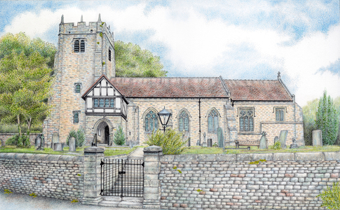 St Wilfrid's Church, Halton, Lancashire, 2009, (pen & ink, pencil crayon and gouache on paper)