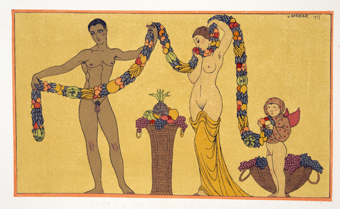Illustration from Les Chansons de Bilitis, by Pierre Louys, pub.  1922 (pochoir print)