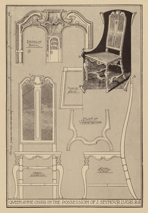 Queen Anne Chair in the Possession of J Seymour Lucas RA (litho)