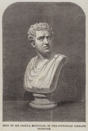 Bust of Sir Joshua Reynolds, in the Cottonian Library, Plymouth (engraving)
