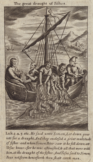 Jesus Christ and the miraculous draught of fishes (engraving)