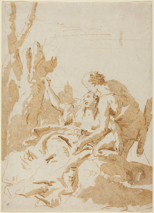 Angelica and Medoro, 1740-1745 (pen and ink drawing)