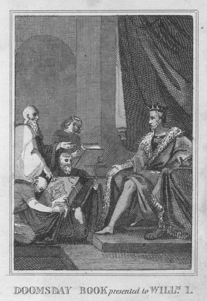 Doomsday Book presented to William I (engraving)