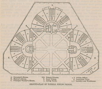 Ground plan of Tothill Fields Prison (engraving)