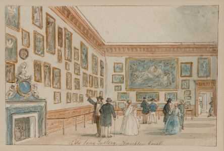 The Queen's Gallery, Hampton Court Palace, c.1860-70 (w/c on paper)