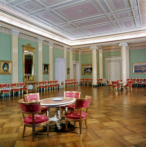 Oslo, 1965: Interior from the small banquet hall (220 sqm) in the royal castle ..., 1965 (photo)